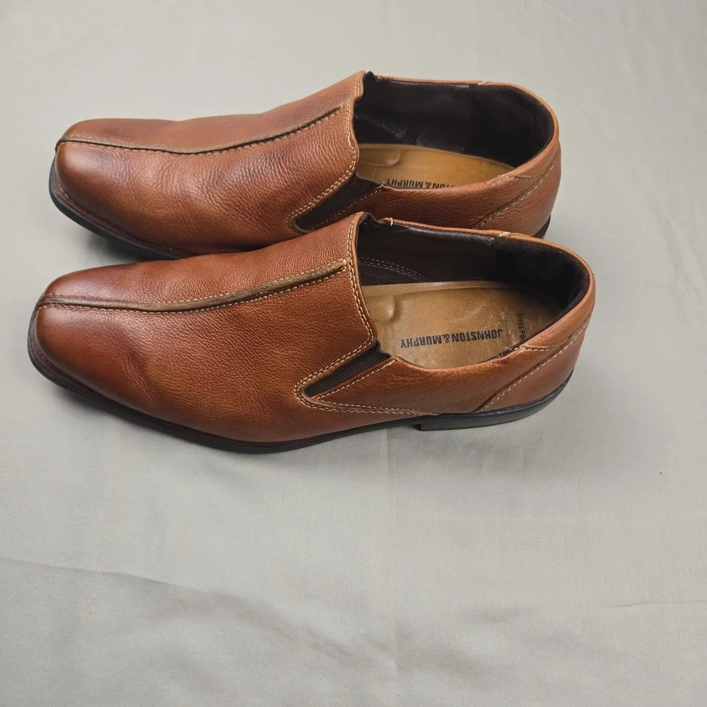 Johnston & Murphy Mens Brown Leather Slip‎ On Loafers 20-5910 Size 10.5 M Brazil